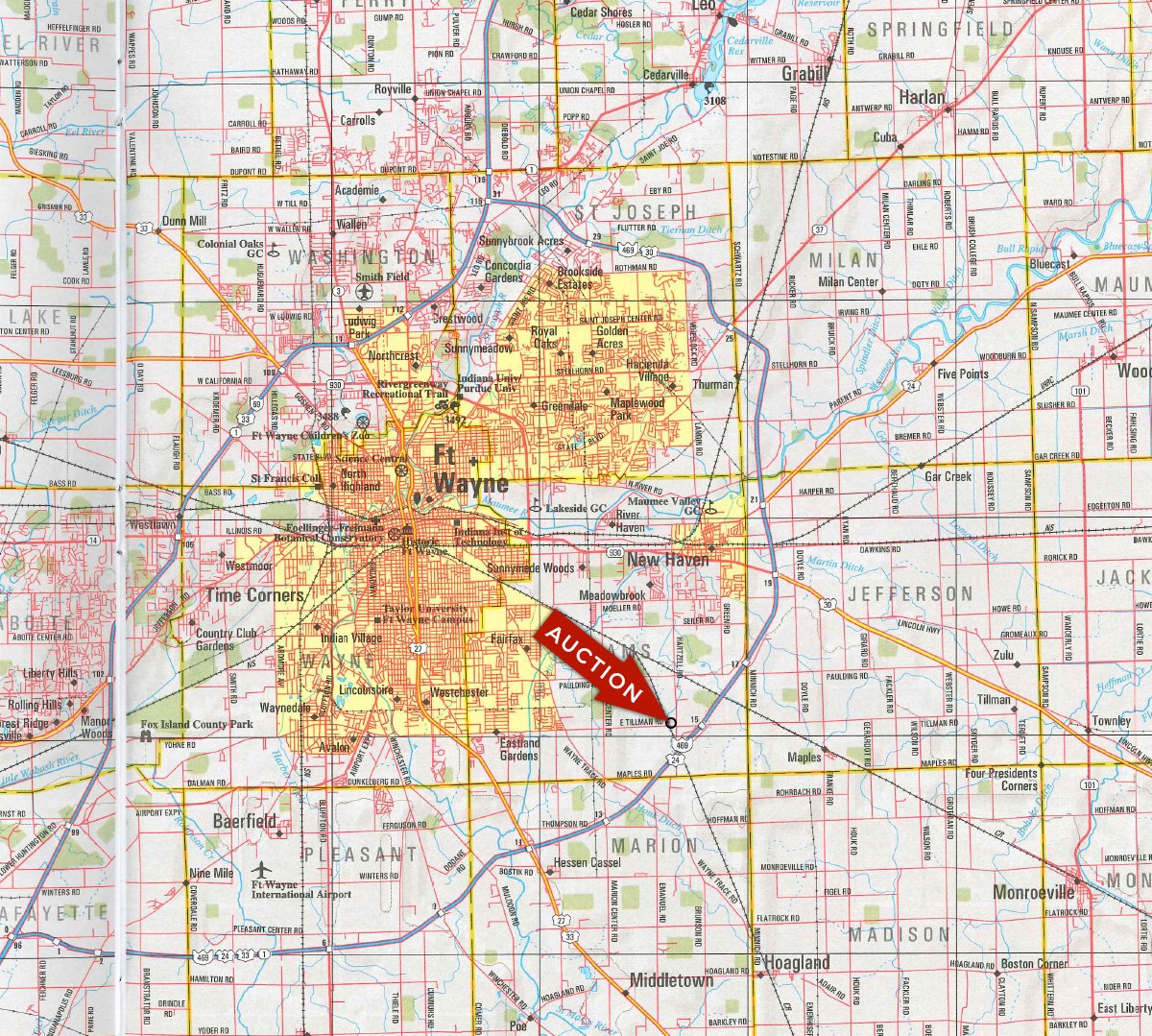 Area map - FARM EQUIPMENT AUCTION IN ALLEN COUNTY